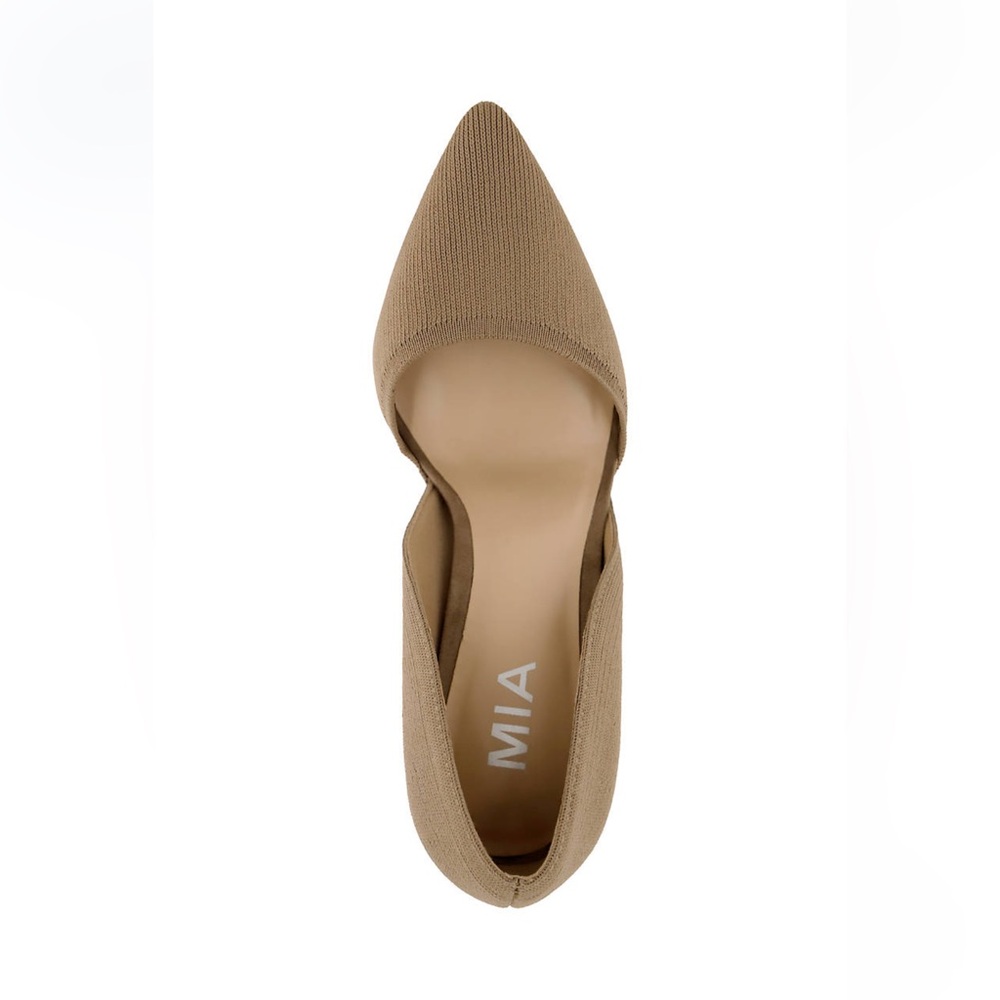 MIA Pointed D'Orsay Flat in Taupe Knit